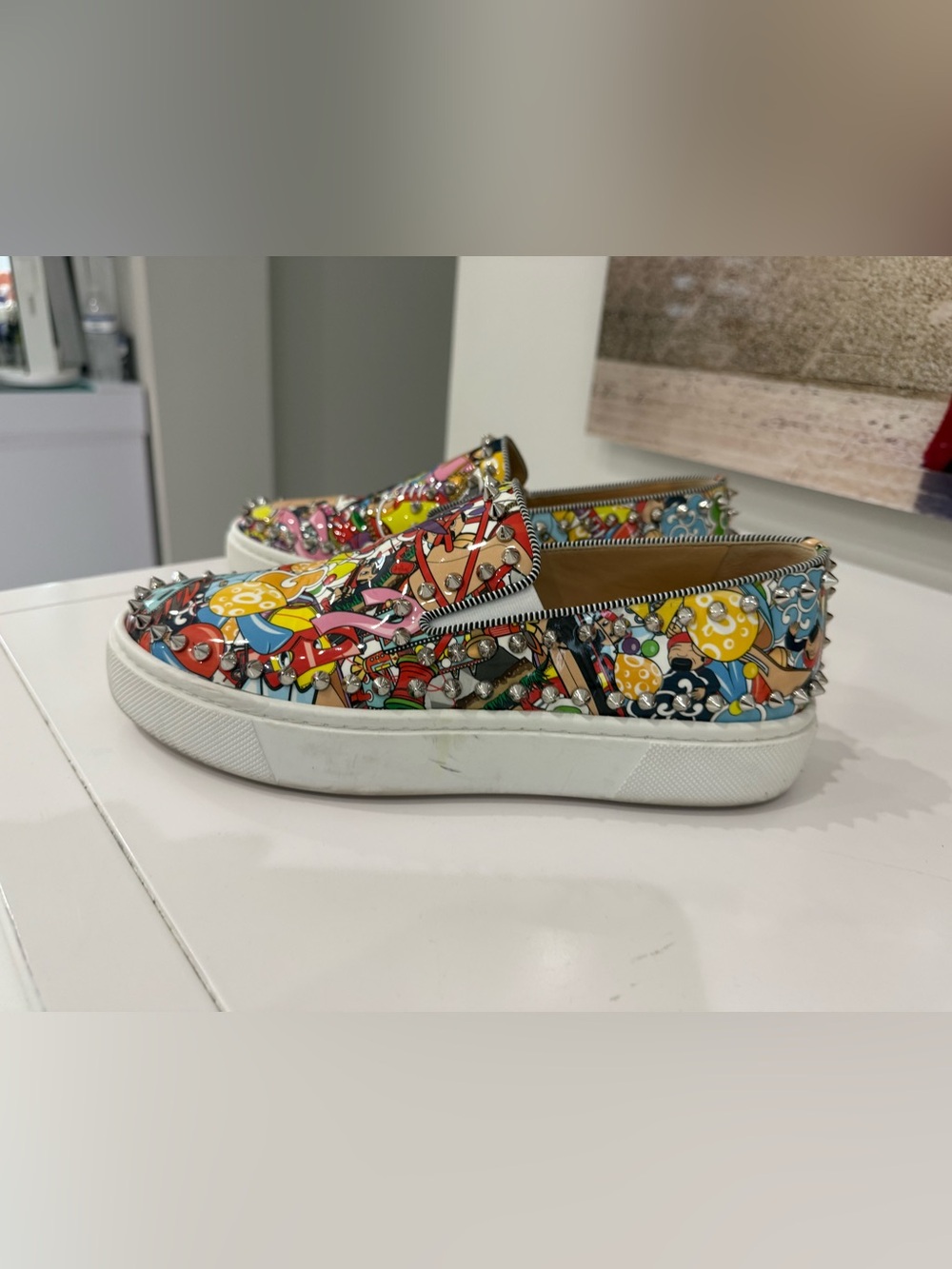 Christian Louboutin Studded Striped Multicolor Flat